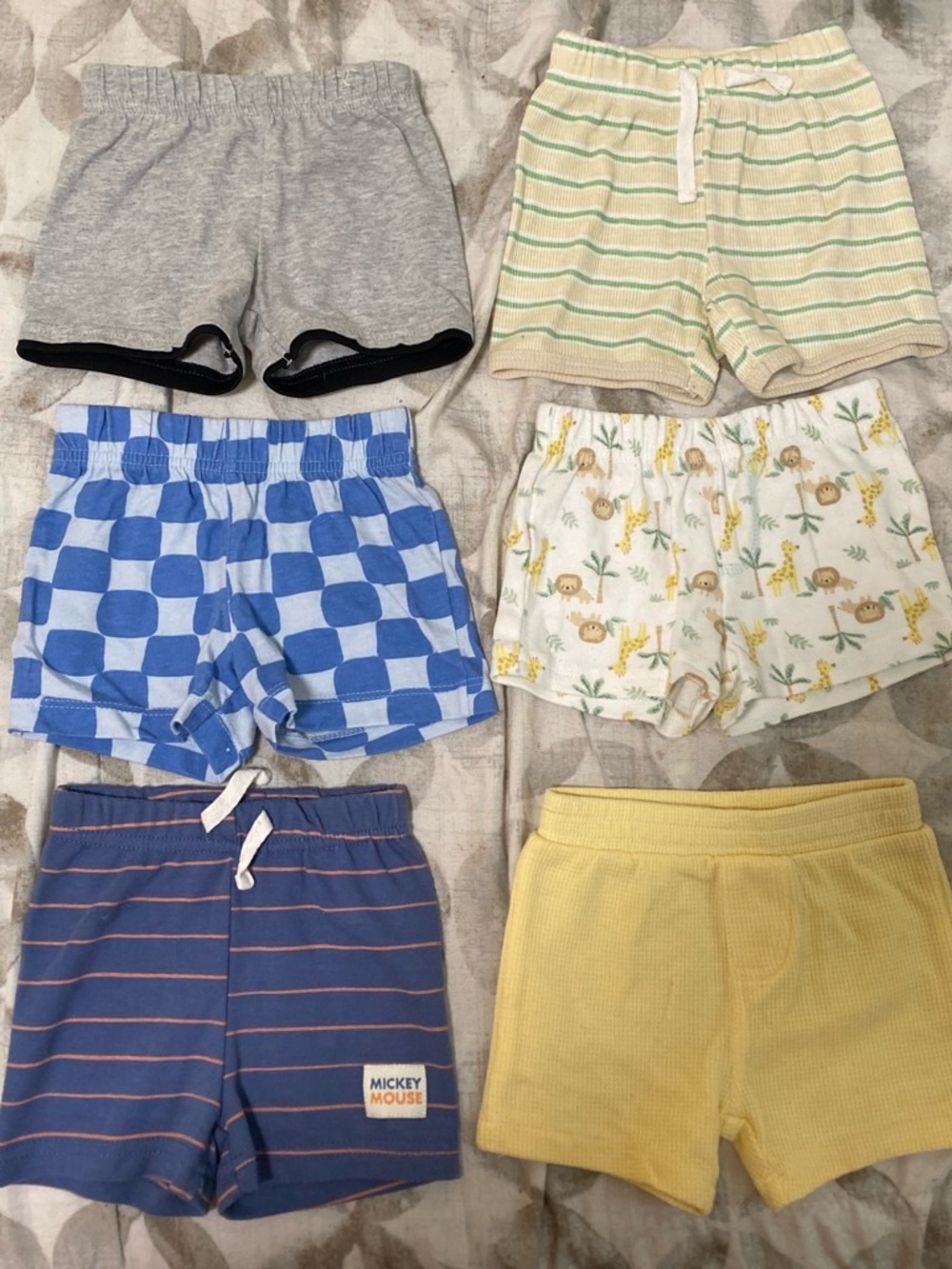 Disney Mixed 6-Pack Kids Shorts in Blue, Yellow, Gray & Cream
